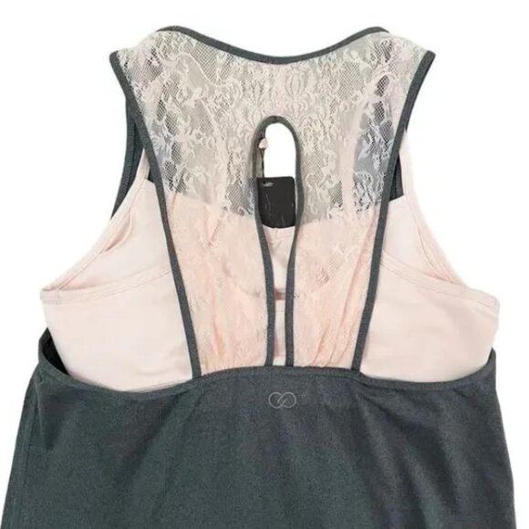 Calia by Carrie Underwood NWT Grey/Pink Darling Double Layer Mesh Tank Top Small - Picture 4 of 7